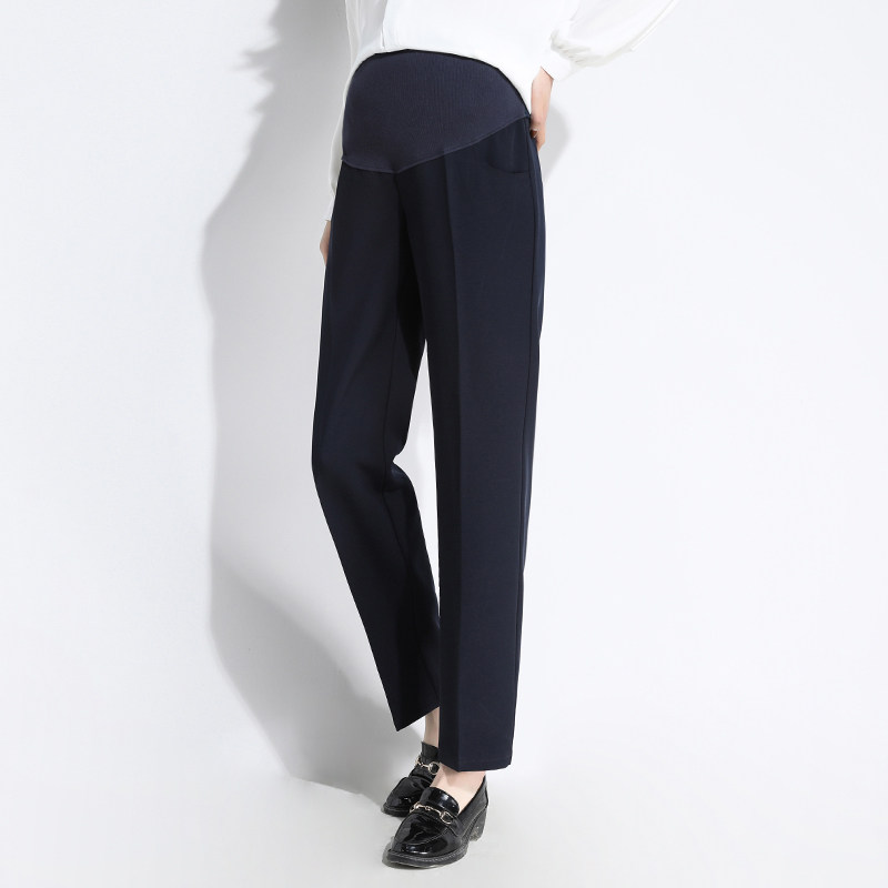 孕妇冬季外穿冬款上班托腹西装裤 翎露孕妇直筒裤