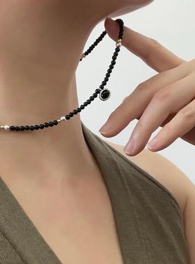 ELOANE GALLERY落岸金银双色黑玛瑙项链/手链925纯银锁骨链小众女
