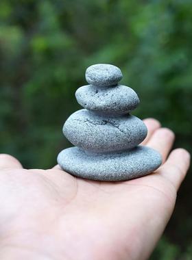 叠石仿真禅意假山石头摆件中式日式园艺盆景花卉枯山水微景观造景