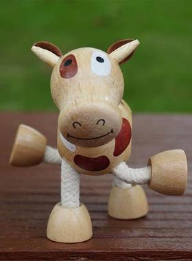 奶牛木偶创意摆件玩具装饰品卡通木偶桌面摆设儿童房间