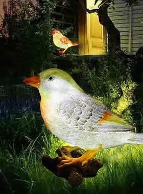 仿真发光小鸟摆件玻璃钢户外庭院园林景区动物造型灯大型雕塑装饰