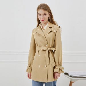 秋水伊人卡其色小个子爆款风衣女款2023年新款秋季西装连衣裙外套