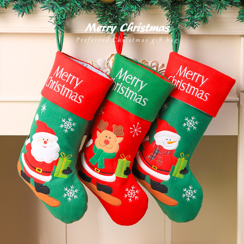 圣诞袜子大号绣花圣诞老人礼物袋儿童圣诞节装饰礼品袋圣诞节礼物,淘宝优惠券,粉丝福利购,淘宝优惠卷