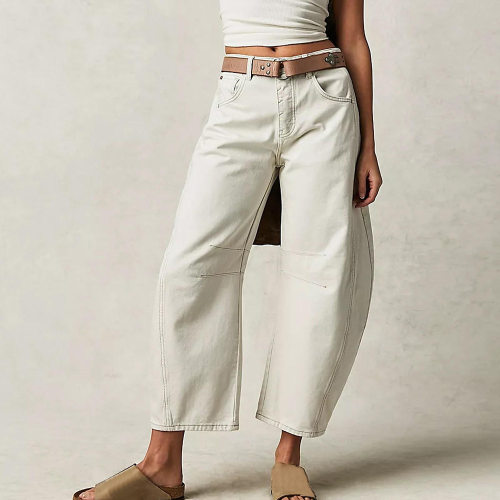 欧美休闲宽松阔腿直筒牛仔裤女 Casual Jeans Denim Pants Women - 图0