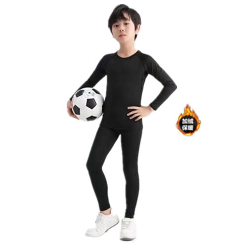 儿童套装秋冬打底男女速干透气训练服长袖长裤运动健身跑步紧身衣 - 图3