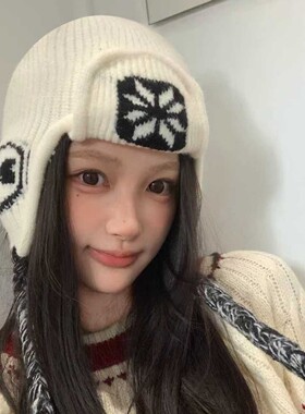 韩版冷帽时尚欧阳娜娜针织毛线帽2025流行女秋冬氛围感保暖护耳帽