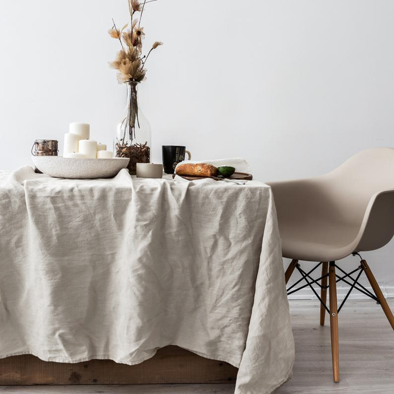 定制法式亚麻桌布吸湿耐磨茶几餐桌多用途客厅家用纯色欧式布艺 - 图2