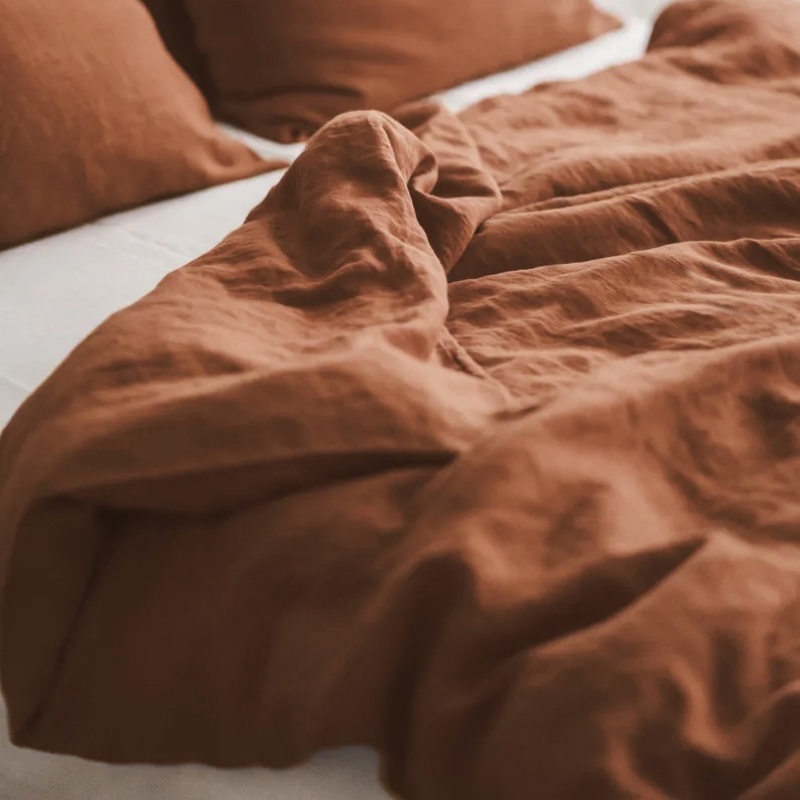 轻奢高级感天然亚麻纯色单被套150x200X230双人被罩亲肤床品定制 - 图0