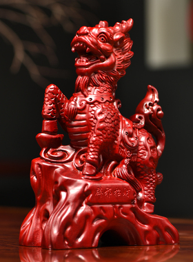 红花梨麒麟摆件桌面装饰工艺礼品