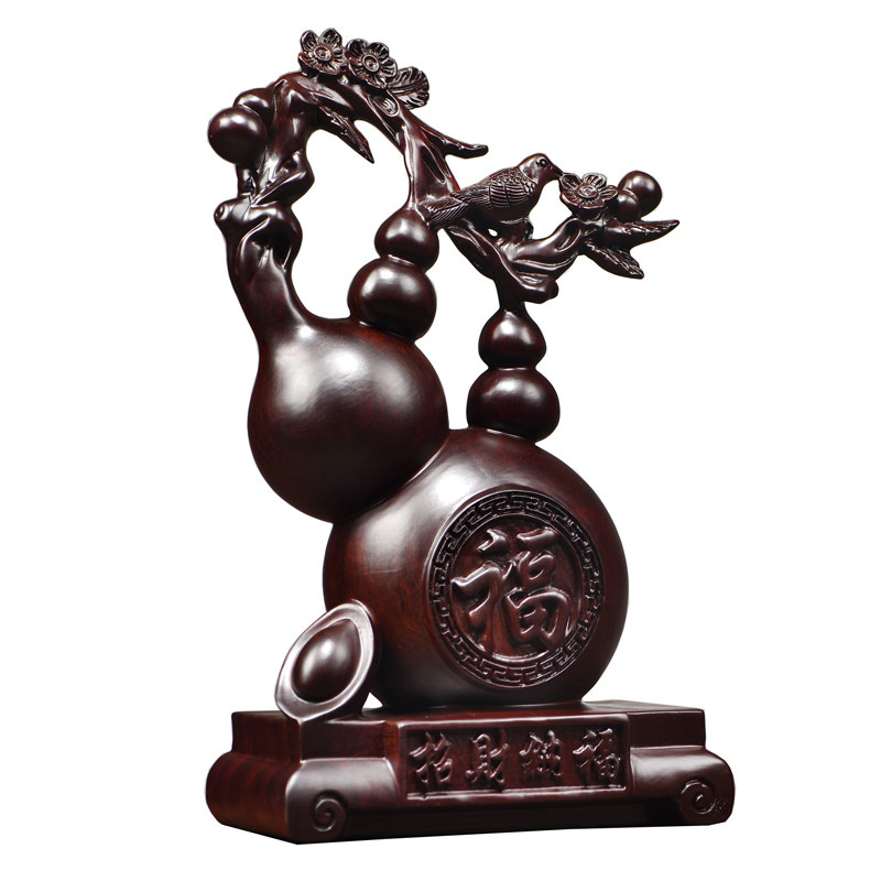 黑檀木雕葫芦摆件实木新中式寓意福禄家居客厅办公柜台装饰工艺品,淘宝优惠券,粉丝福利购,淘宝优惠卷