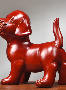 木雕小狗摆件实木十二生肖狗装饰