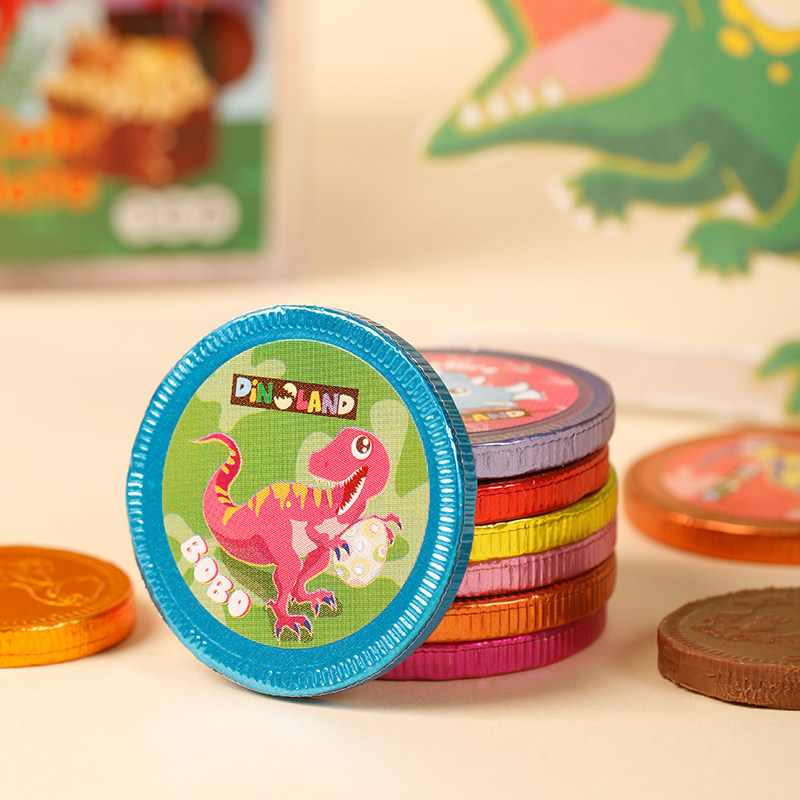 迪诺恐龙家族牛奶金币巧克力礼盒荷兰进口糖果零食圣诞节礼物120g