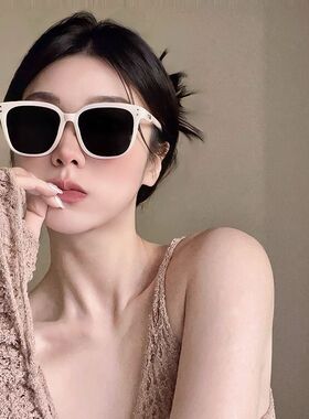 白色墨镜女防晒网红眼镜偏光防紫外线近视太阳镜大框方圆脸显瘦