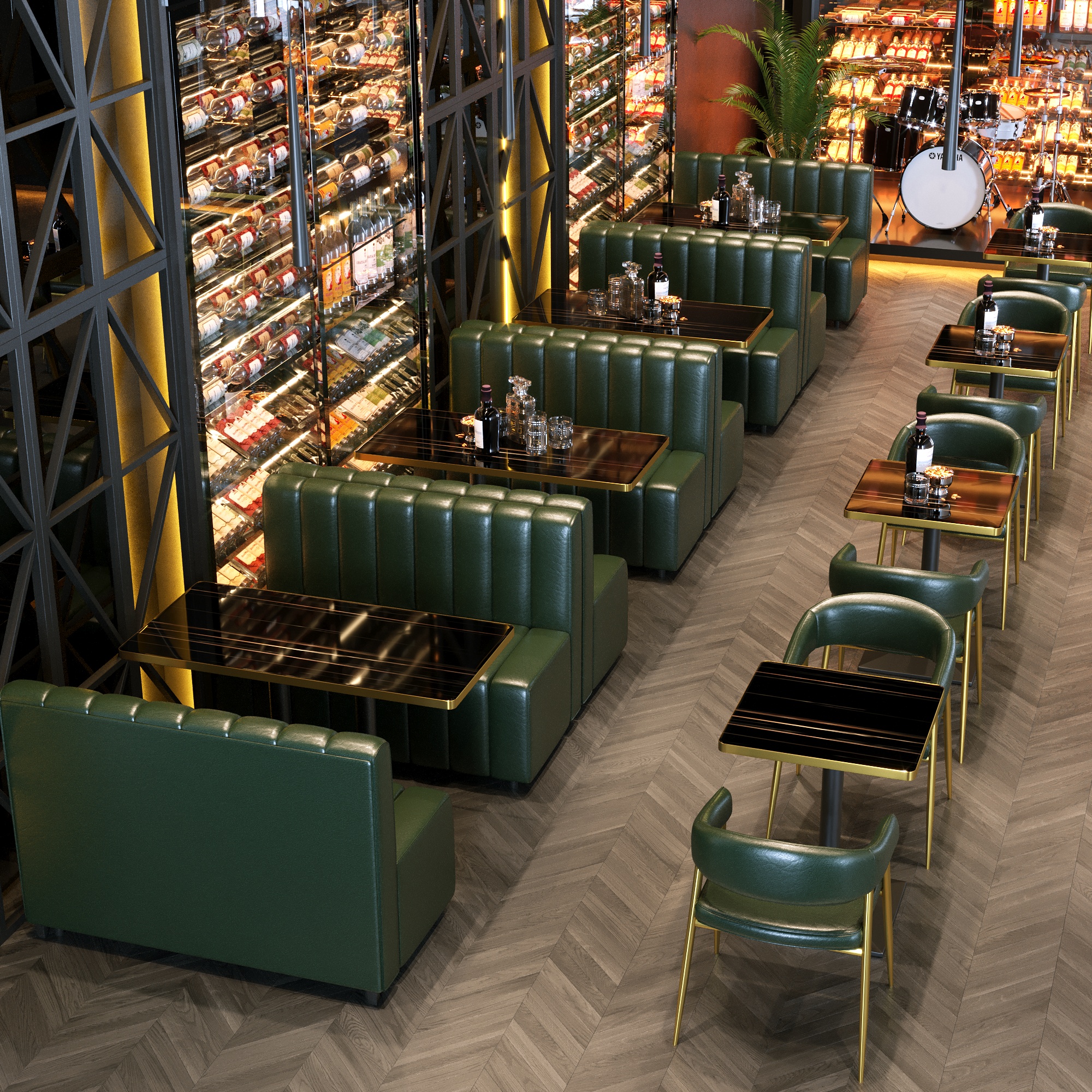 网红咖啡厅桌椅炸串店餐厅清吧酒馆卡座沙发工业风酒吧桌椅组合