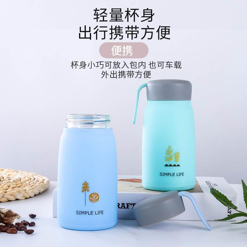 时尚小Q杯运动便携卡通随手杯双层玻璃水杯情侣开业礼品杯广告杯-图1