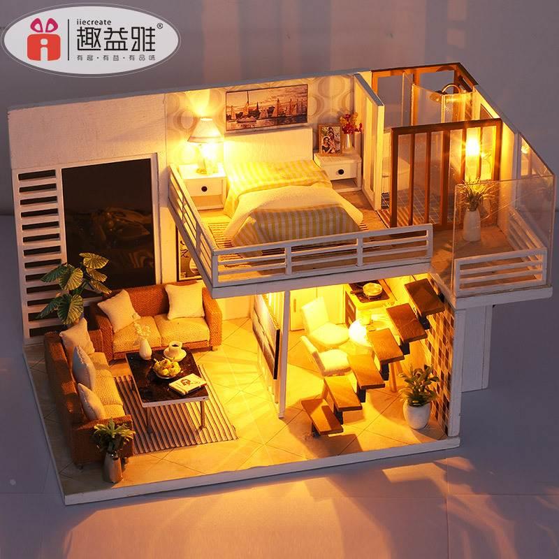 趣益雅diy小屋手工制作简雅房子模型别墅创意益智玩具-中-图0