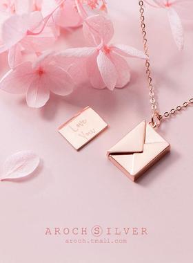 欧美新品信封项链时尚女士钛钢锁骨链吊坠刻字不锈钢首饰定制