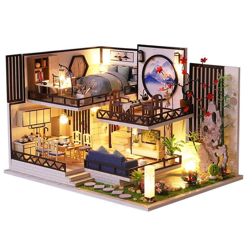 趣益雅DIY小屋中式国潮古风素雅仿古建筑拼装模型别墅 墨香竹韵