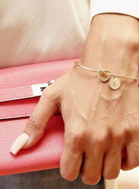 爆款欧美打结手镯潮流个性百搭26个英文字母手环手链直销定制