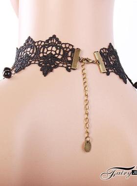 欧美夸张时尚黑色蕾丝颈链短款项