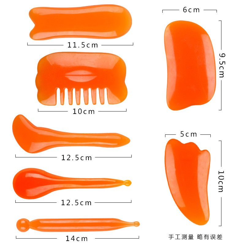 树脂拔筋棒蜜蜡刮痧梳按摩板颈部点穴笔腰部按摩脸部拨筋棒套装 - 图2
