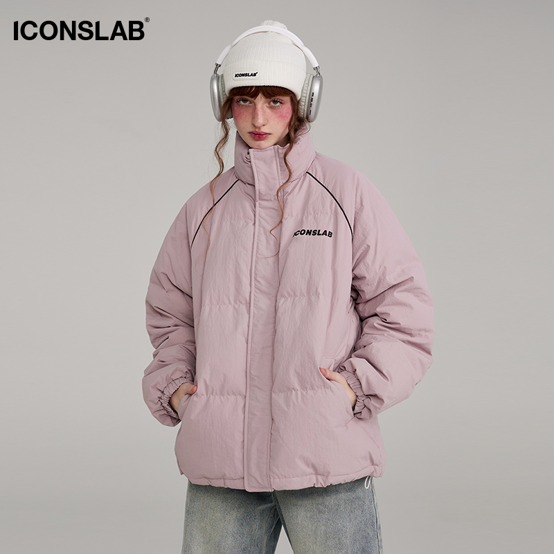 iconslab 基础logo款肌理羽绒服情侣男女同款冬季保暖短款外套潮