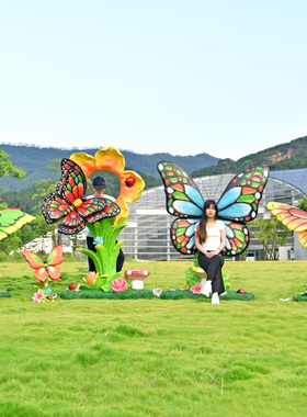 厂家直销玻璃钢蝴蝶雕塑发光摆件