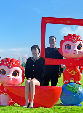 户外新年卡通蛇玻璃钢雕塑春节元旦商场售楼部生肖吉祥物装饰摆件