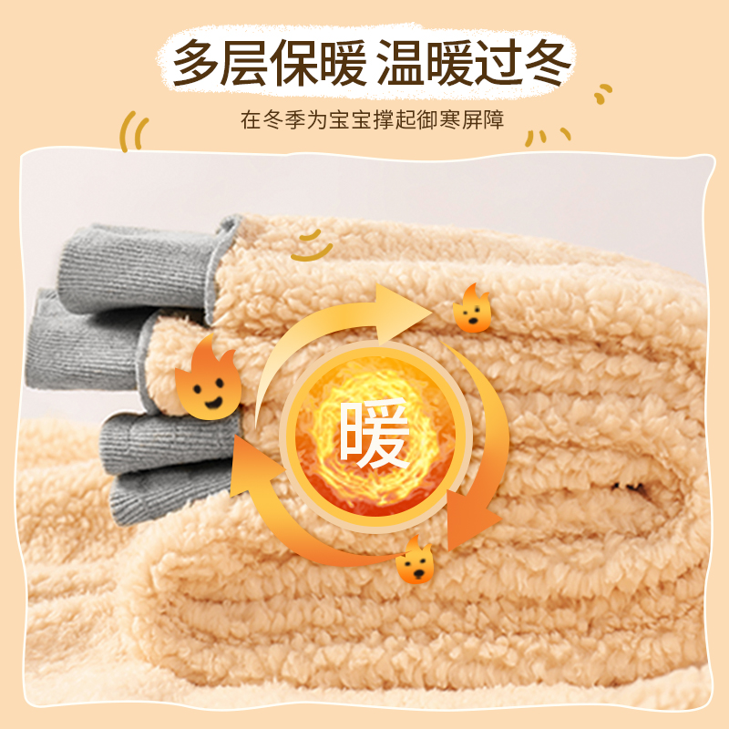 拉夏贝尔女童加绒裤子秋冬大童冬季加厚羊羔绒棉裤儿童一体绒卫裤