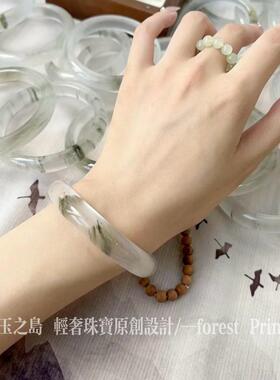 金丝玉天然新疆宝石光高冰种手镯