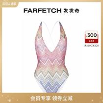 Lady Missoni herringbone pattern printed one-piece swimsuit FARFETCH Fat Chic