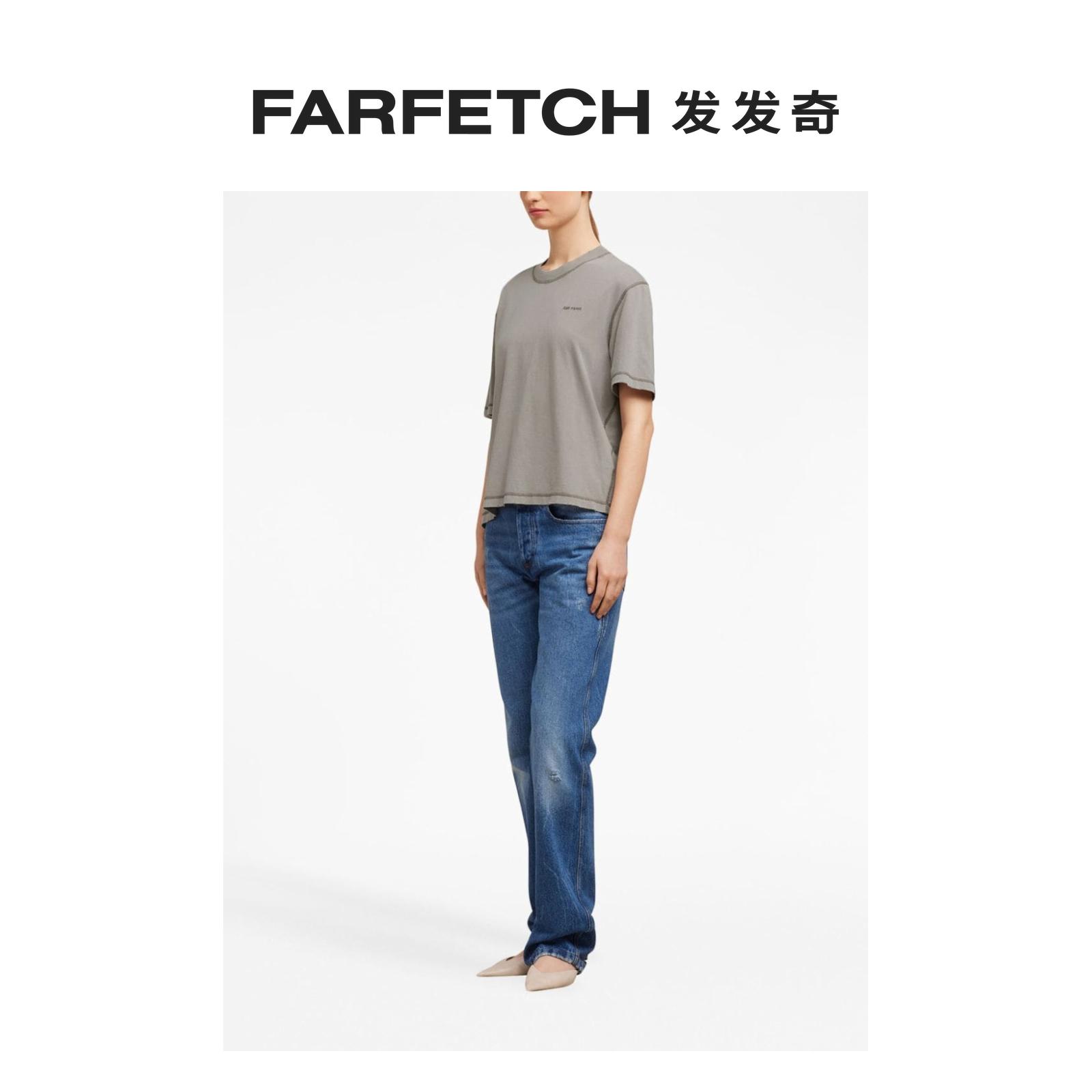 Ami Paris男女通用logo刺绣棉T恤FARFETCH发发奇 - 图1