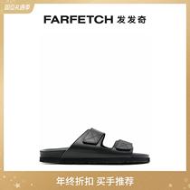 Final Sale] Palm Angels men logo printed magic adhesive slippers FARFETCH Fat Chic