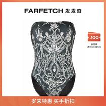 Ms. Norma Kamali patterned printed open-shoulder one-piece swimsuit FARFETCH Fat Chic