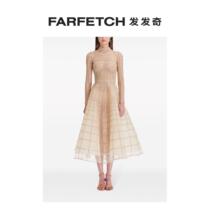 Lady Oskar De La Renta crystal decorated with high neckline dress FARFETCH Fat Chic