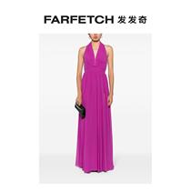 Lady Elie Saab hanging a neck real silk gown FARFETCH hair chic