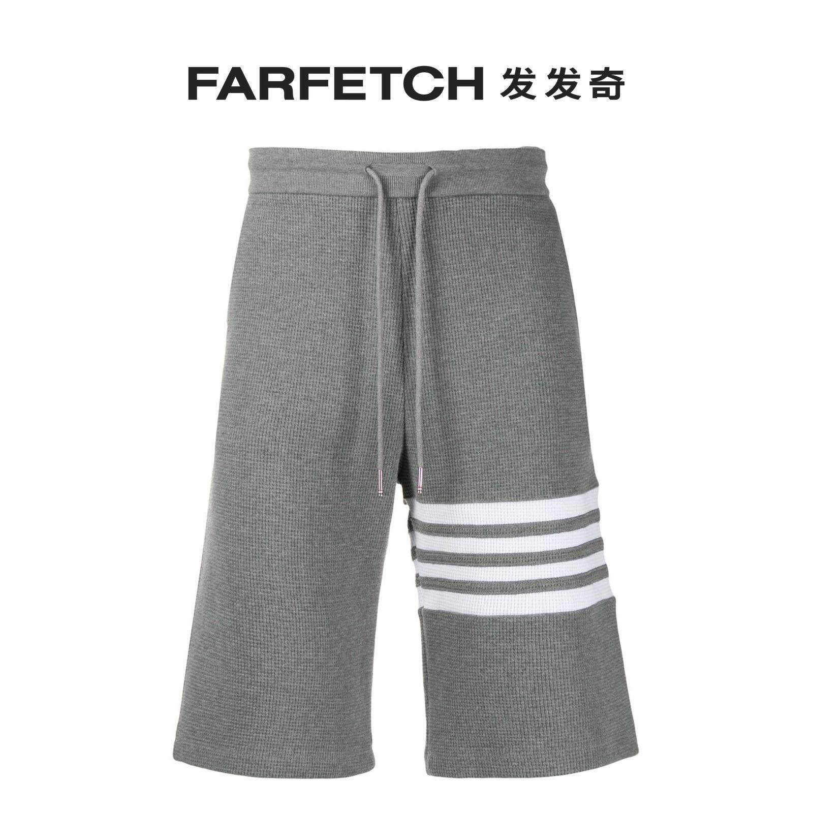 thom browne男士四条纹华夫格针织运动短裤farfetch发发奇