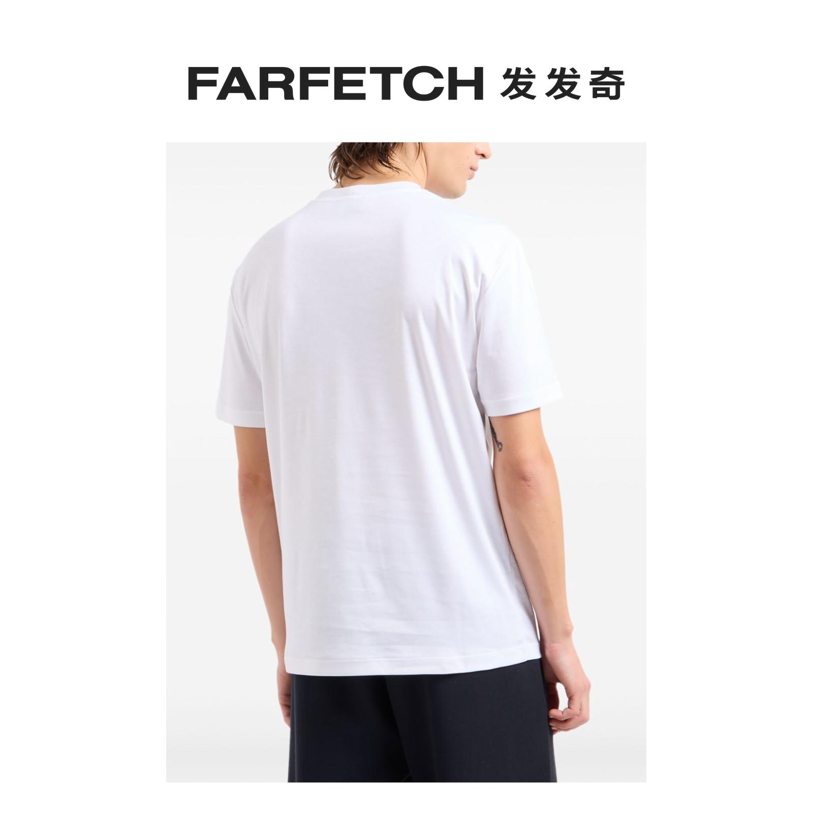 Giorgio Armani阿玛尼男士经典logo刺绣棉T恤FARFETCH发发奇 - 图2