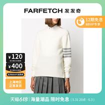 Ms. Thom Browne Four striped round collar sweater FARTCH hair chic