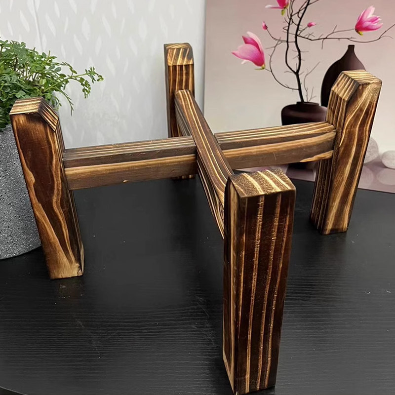 陶瓷鱼缸实木底座鱼缸装饰品十字底座圆形鱼缸底座摆件,淘宝优惠券,粉丝福利购,淘宝优惠卷