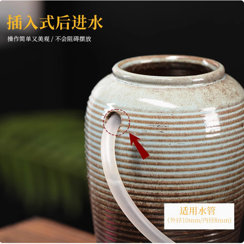 古法鱼缸瀑布造景流水景观循环流水陶罐户外庭院鱼池水缸造景摆件 - 图2