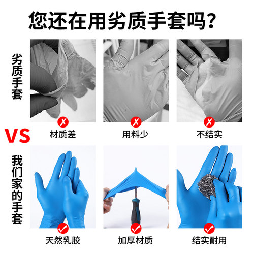 一次性手套加厚丁腈橡胶乳胶PVC食品级专用餐饮家务厨房防水耐用 - 图3