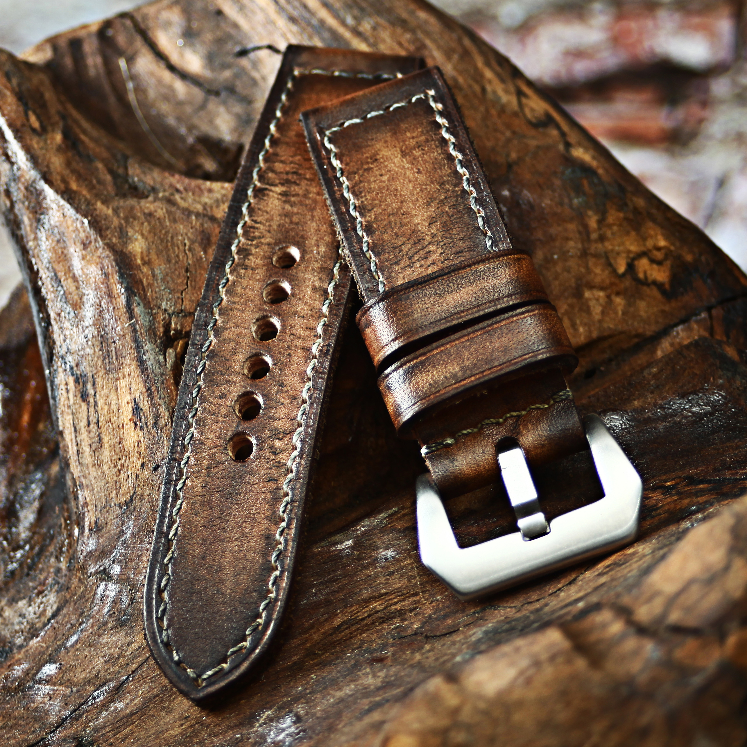 MC适用于沛纳海表带真皮手工定制做旧复古柔软男女款 PAM382 441 - 图1