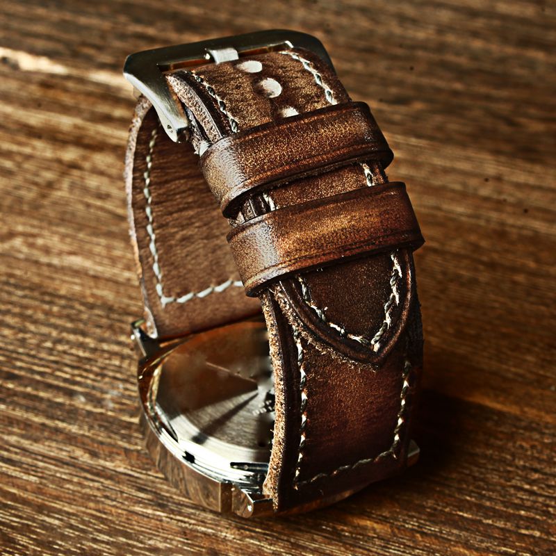 MC适用于沛纳海表带真皮手工定制做旧复古柔软男女款 PAM382 441 - 图0