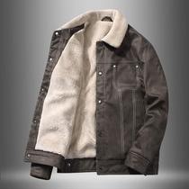Tidal Trump Cashmere Jacket Men Suede Jacket Winter Cotton Clothing Plus Suede Thickened Warm Tooling Jacket Cotton Clots