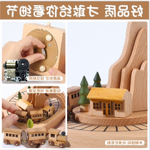 Japan ER Wooden Octaonic Box Di Birthday Gift New Year Christmas Tree Water Crystal Ball Woody Music Box Girls Assembly