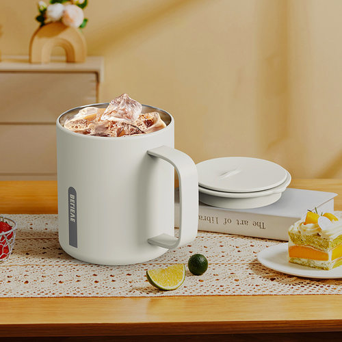 日式双层不锈钢马克杯316办公杯子水杯女茶杯男保温保冷咖啡杯男 - 图1