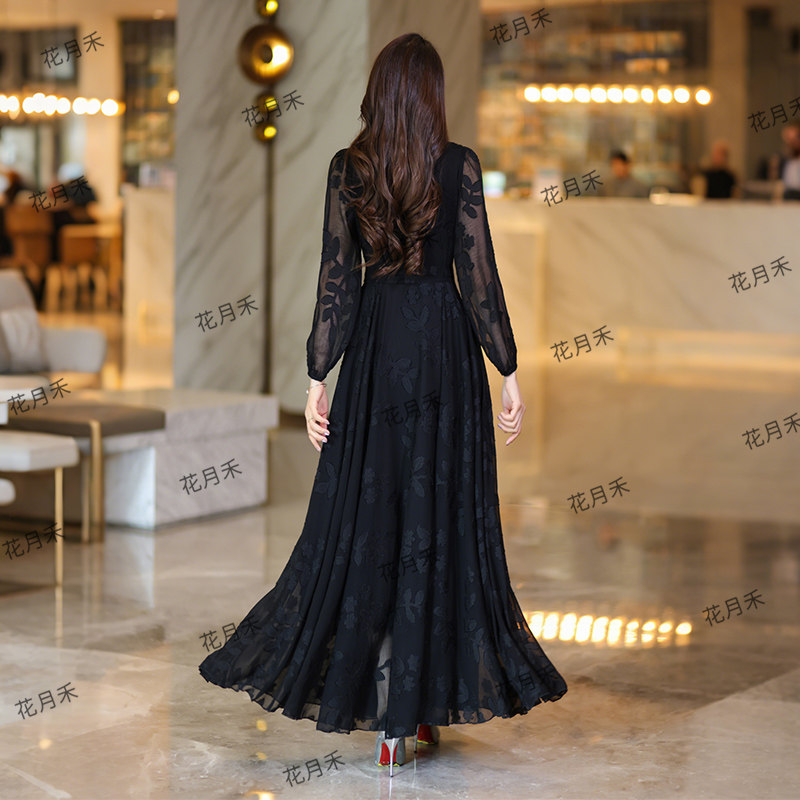 2025年新款春秋冬优雅气质大摆连衣裙收腰显瘦长裙雪纺裙沙滩裙子,淘宝优惠券,粉丝福利购,淘宝优惠卷