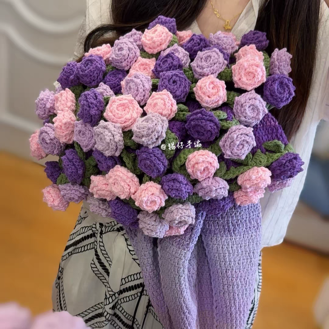 【成品现货】花束毯子成品免手工毛线钩织玫瑰花送女友礼物,淘宝优惠券,粉丝福利购,淘宝优惠卷