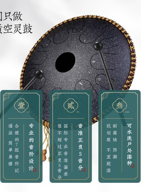 鲁儒14音14英寸碟形鼓空灵鼓钢舌鼓色空鼓手碟初学打击乐器专业级